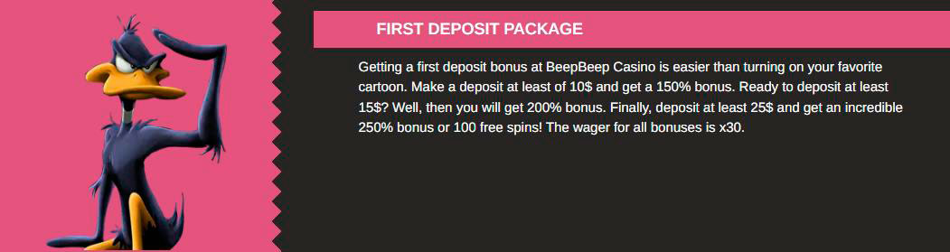 první vklad bonus beep beep kasino